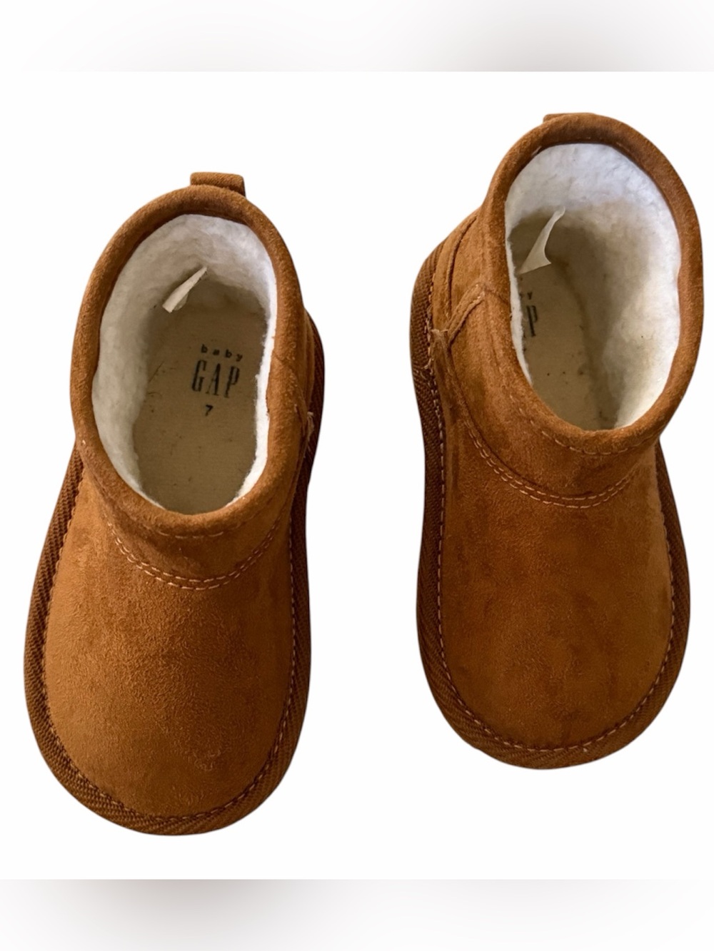 BABY GAP Sz 7 Chestnut faux Suede Fleece-Lined Baby Booties